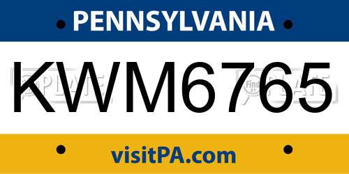 KWM6765 Pennsylvania License Plate
