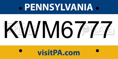 KWM6777 Pennsylvania License Plate