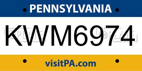 KWM6974 Pennsylvania License Plate