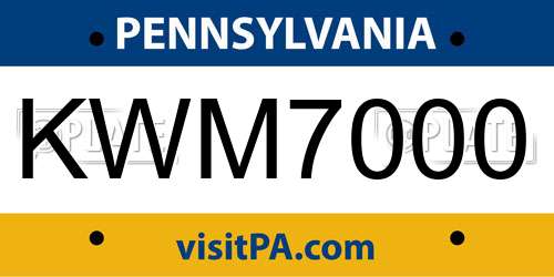 KWM7000 Pennsylvania License Plate