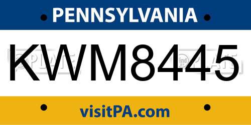 KWM8445 Pennsylvania License Plate