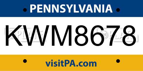 KWM8678 Pennsylvania License Plate
