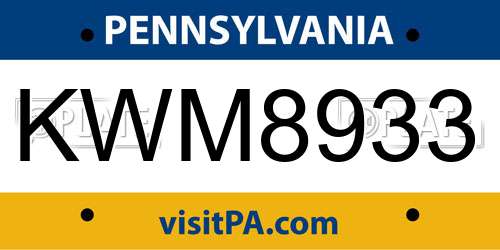 KWM8933 Pennsylvania License Plate