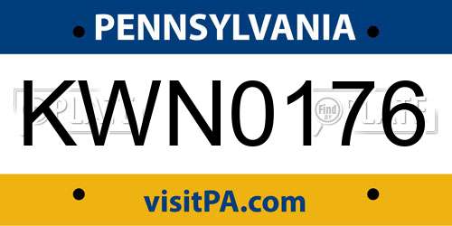 KWN0176 Pennsylvania License Plate