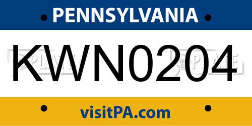 KWN0204 Pennsylvania License Plate