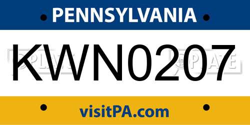 KWN0207 Pennsylvania License Plate