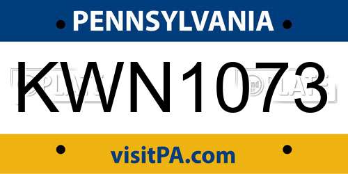 KWN1073 Pennsylvania License Plate