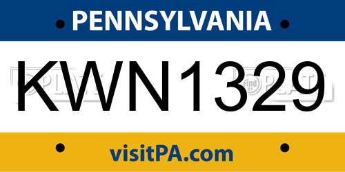 KWN1329 Pennsylvania License Plate