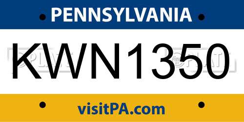 KWN1350 Pennsylvania License Plate