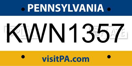 KWN1357 Pennsylvania License Plate