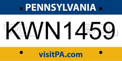KWN1459 Pennsylvania License Plate