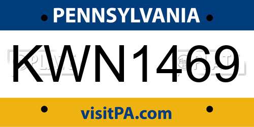 KWN1469 Pennsylvania License Plate
