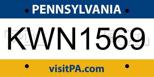 KWN1569 Pennsylvania License Plate