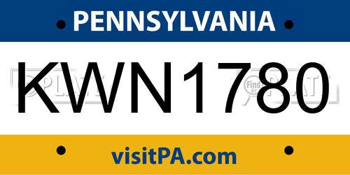 KWN1780 Pennsylvania License Plate
