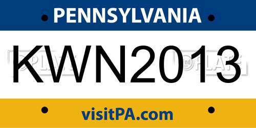 KWN2013 Pennsylvania License Plate