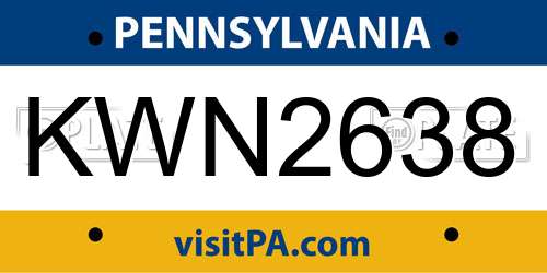 KWN2638 Pennsylvania License Plate