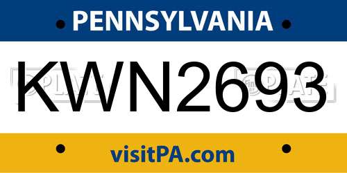 KWN2693 Pennsylvania License Plate