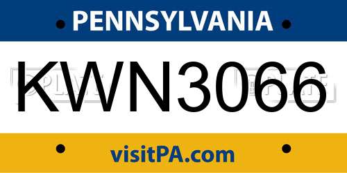 KWN3066 Pennsylvania License Plate
