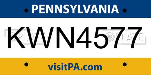 KWN4577 Pennsylvania License Plate