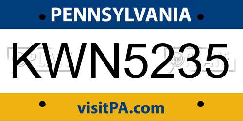 KWN5235 Pennsylvania License Plate