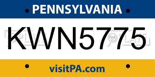 KWN5775 Pennsylvania License Plate