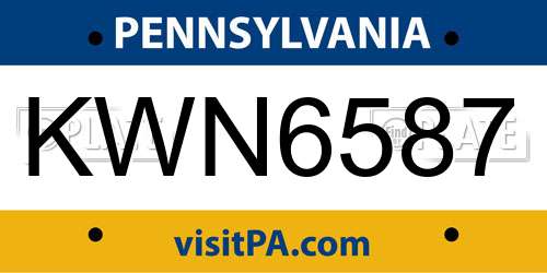 KWN6587 Pennsylvania License Plate
