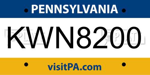 KWN8200 Pennsylvania License Plate