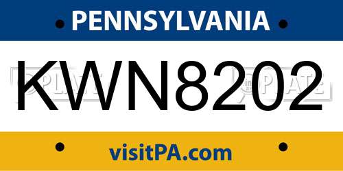 KWN8202 Pennsylvania License Plate