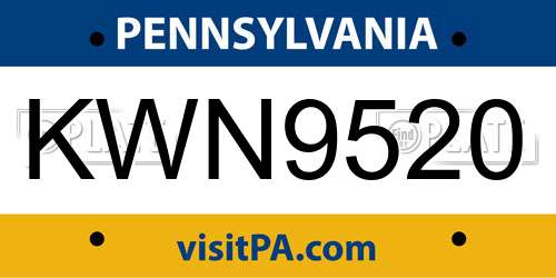 KWN9520 Pennsylvania License Plate