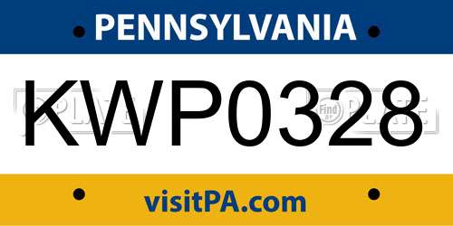 KWP0328 Pennsylvania License Plate