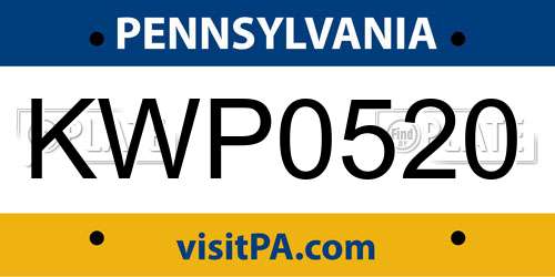 KWP0520 Pennsylvania License Plate