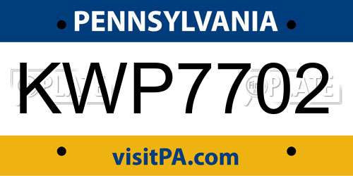 KWP7702 Pennsylvania License Plate