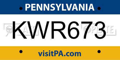 KWR673 Pennsylvania License Plate