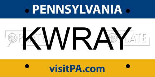 KWRAY Pennsylvania License Plate