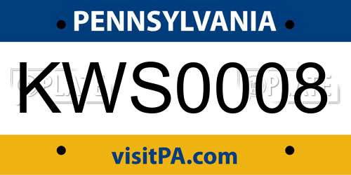 KWS0008 Pennsylvania License Plate