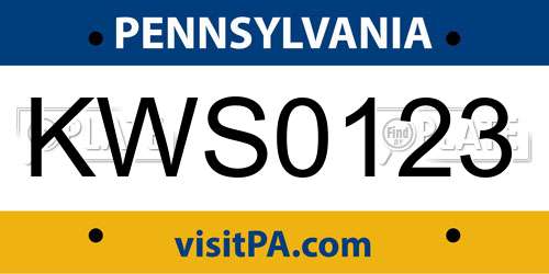 KWS0123 Pennsylvania License Plate