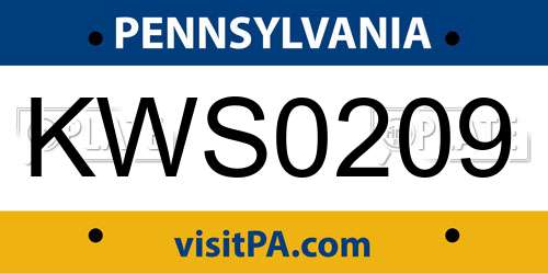 KWS0209 Pennsylvania License Plate