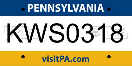 KWS0318 Pennsylvania License Plate