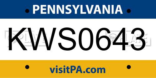 KWS0643 Pennsylvania License Plate