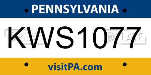 KWS1077 Pennsylvania License Plate