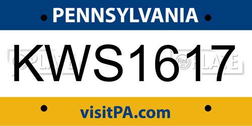 KWS1617 Pennsylvania License Plate