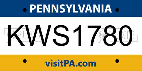 KWS1780 Pennsylvania License Plate