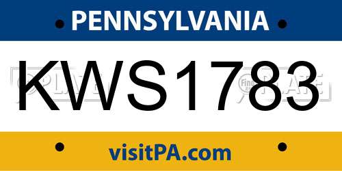 KWS1783 Pennsylvania License Plate