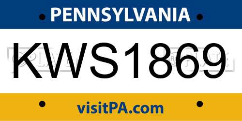 KWS1869 Pennsylvania License Plate
