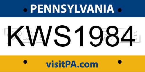 KWS1984 Pennsylvania License Plate