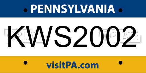 KWS2002 Pennsylvania License Plate