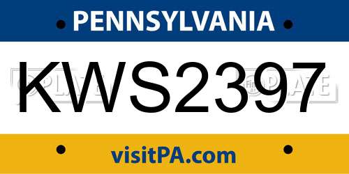 KWS2397 Pennsylvania License Plate