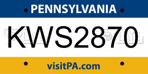 KWS2870 Pennsylvania License Plate