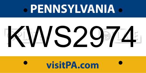KWS2974 Pennsylvania License Plate