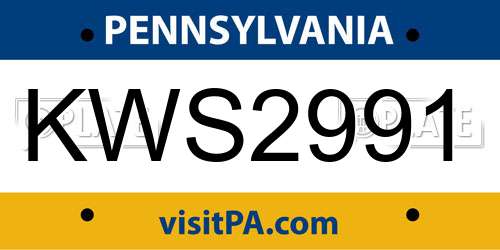 KWS2991 Pennsylvania License Plate